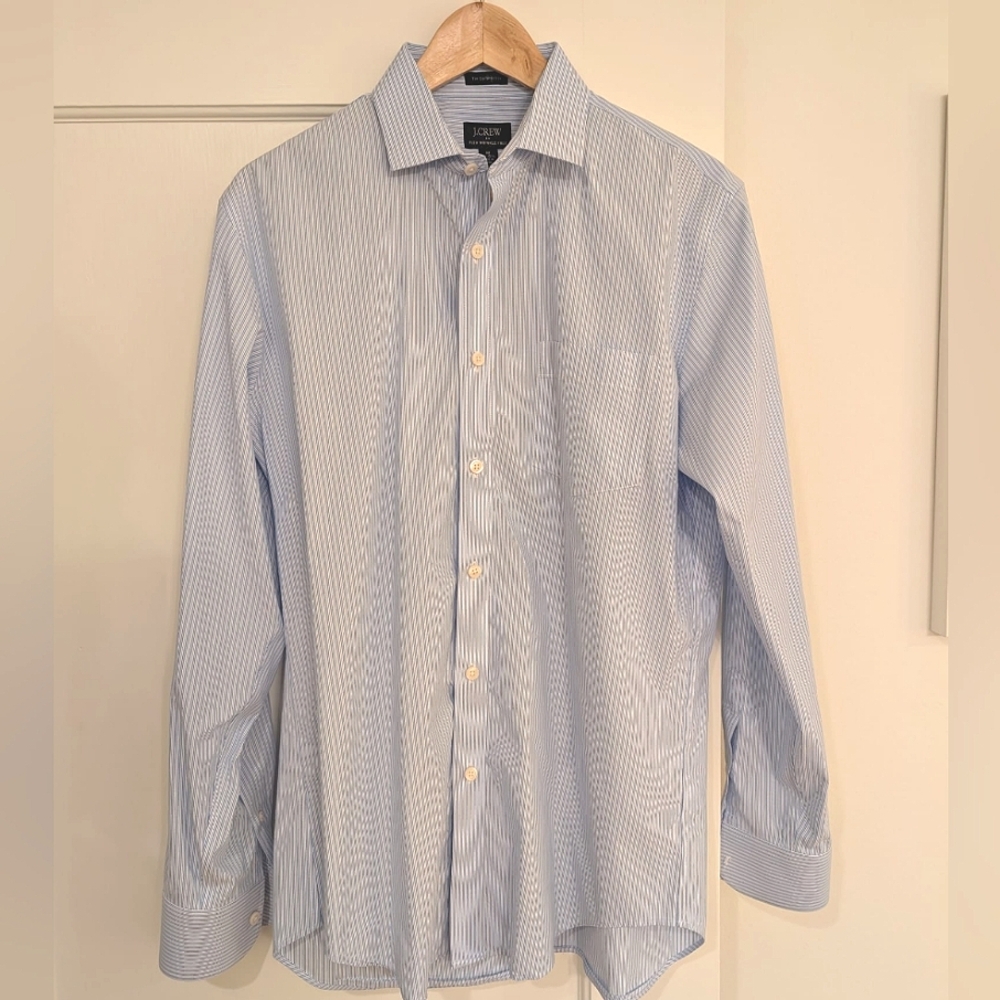 J. Crew mens dress shirt, blue stripe, medium